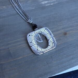 Brighton Jazz Age Pendant Necklace Two Strand Chain Crystal Silver 18" Retired